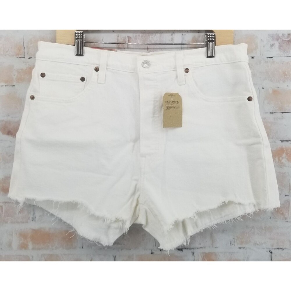 NWT Levi's 501 Original Cut-Off Jean Shorts White Womens 32 Button Fly High Rise